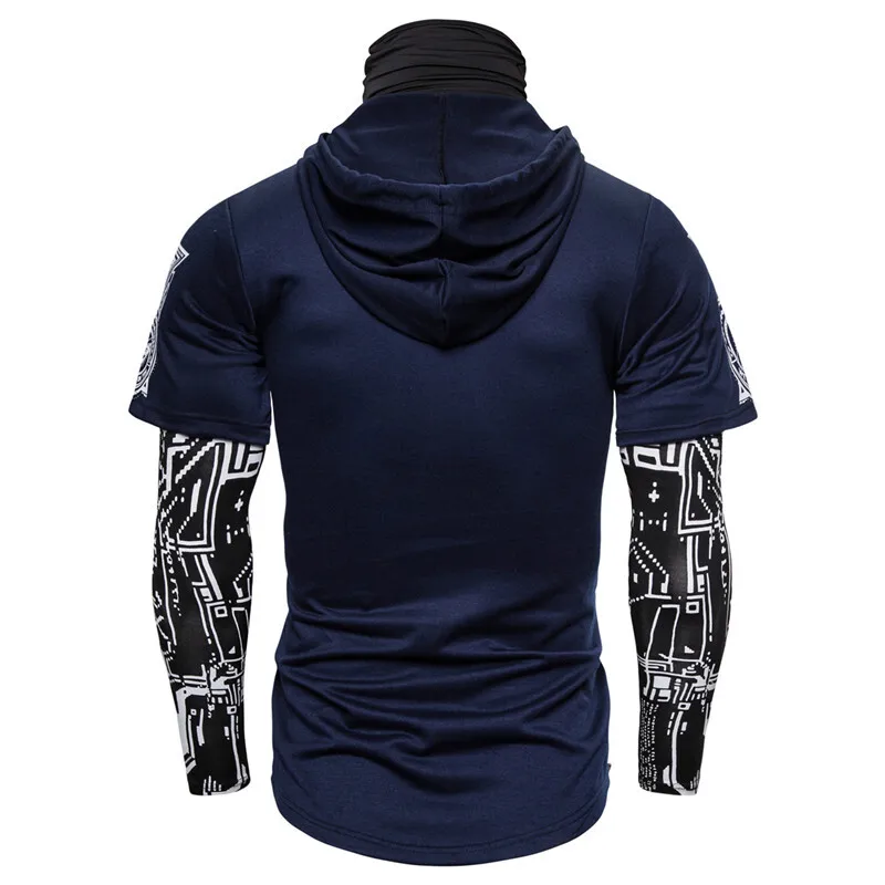 HKSH Spring Summer Elastic Hooded T-shirts Men's Tide Dark Ninja Sweatshirt Skull Mask Streetwear Fashion Print Chic Tops HK1826