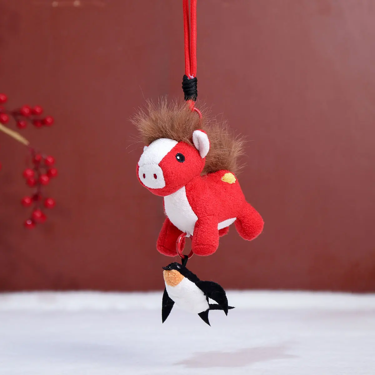 2026 Año del caballo mascota muñeco de peluche colgante lindo llavero simulación Animal Pony Zodíaco caballo muñeco de peluche mochila colgante