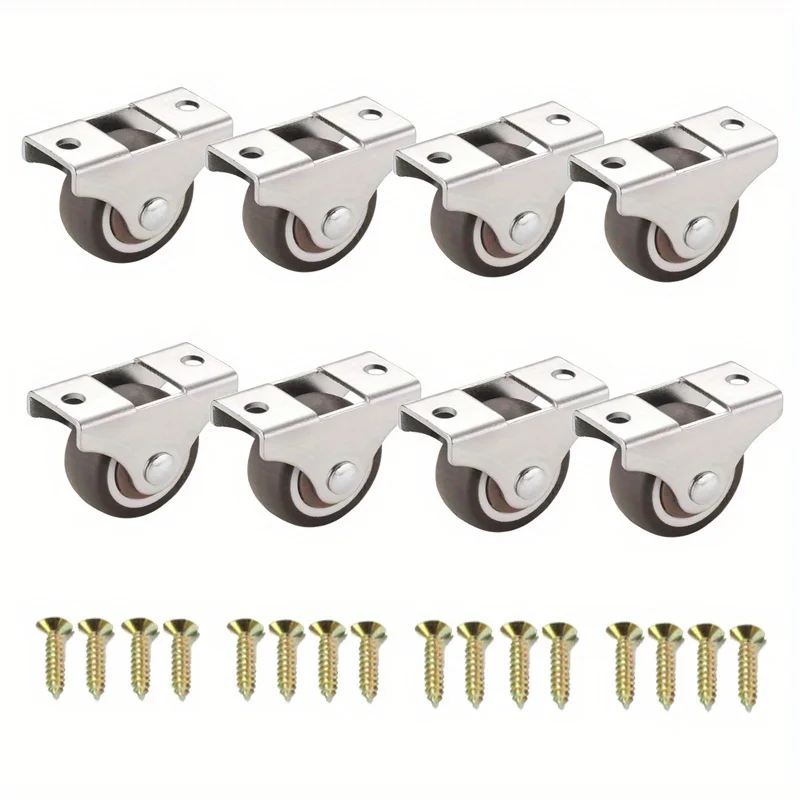 Fixed Caster Wheels, Heavy Duty Rubber Furniture Casters with Screws