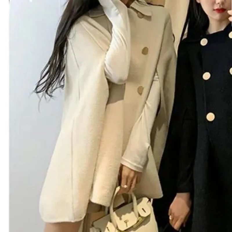 

Cloak coat for women autumn and winter British woolen coat for women 2023 versatile shawl top for women Korea loose coat female