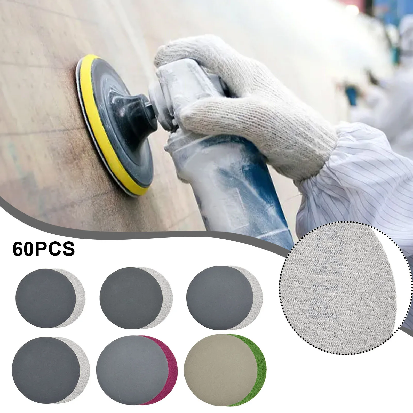 60 pz 3in 75mm carburo di silicio Hook & Loop 800 - 3000 dischi abrasivi impermeabili per carta vetrata abrasiva rotonda bagnata/asciutta