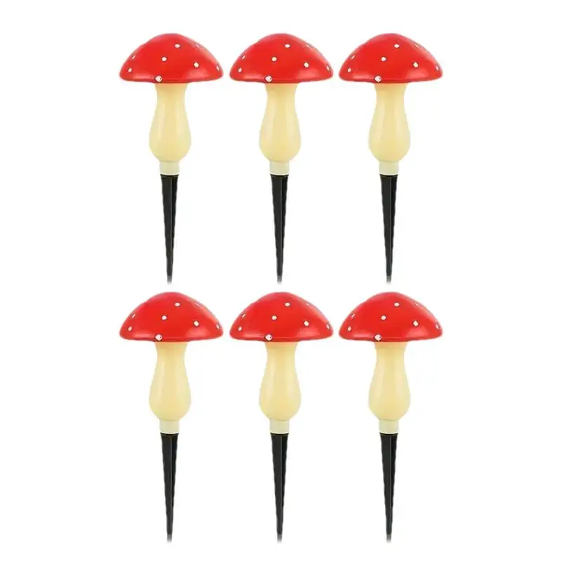 

Red Solar Mushroom Lamp 6pcs Led Stake Mushroom Lights Garden Waterproof Solar Night Lights Figurine Landscape Lighting Mushroom