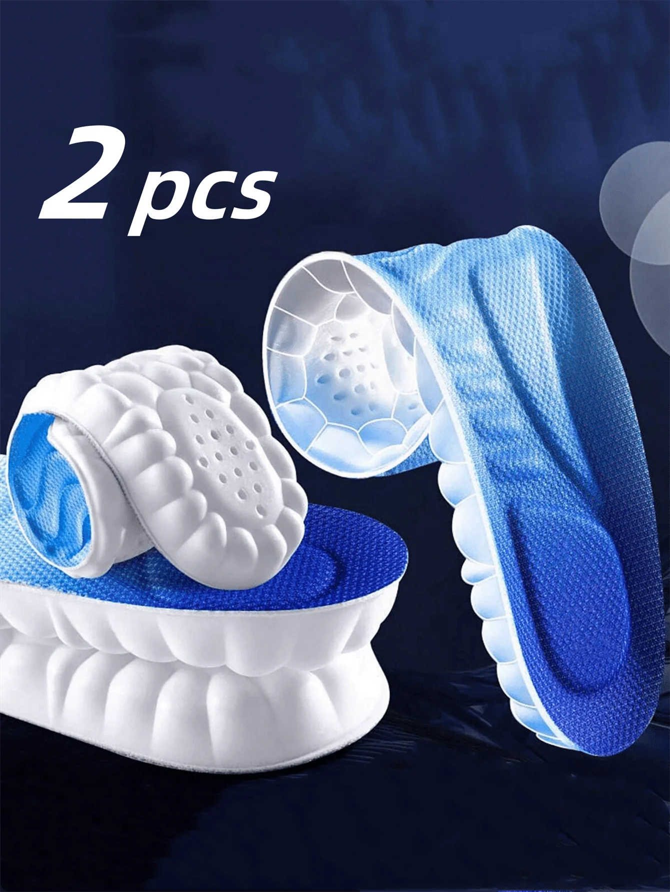 

1 Pair Universal 4D Sports Insoles, Soft Thick Cushion, High Elastic Shock Absorption, Sweat-Wicking Breathable,