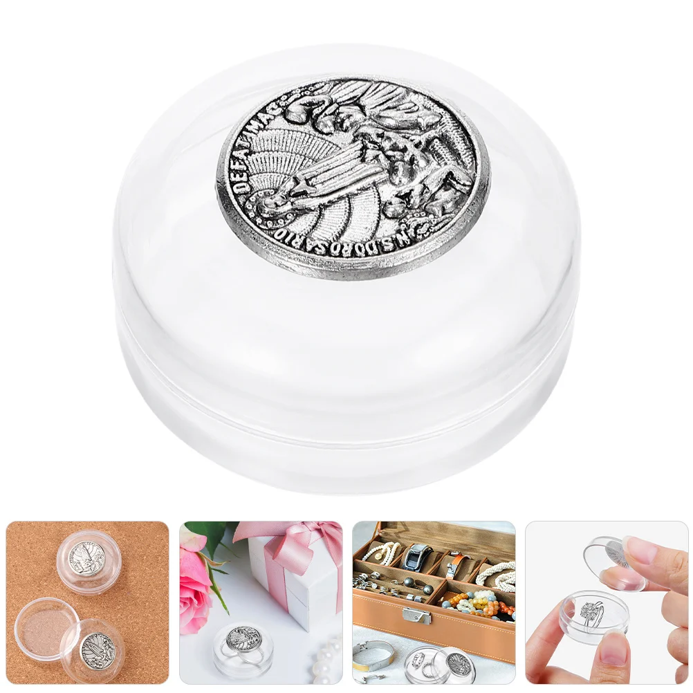 

2pcs Metal Packaging Jewelry Container Round Rosary Catholic Trinket Box Religious Keepsake Case Small Gift Box Favor Boxes