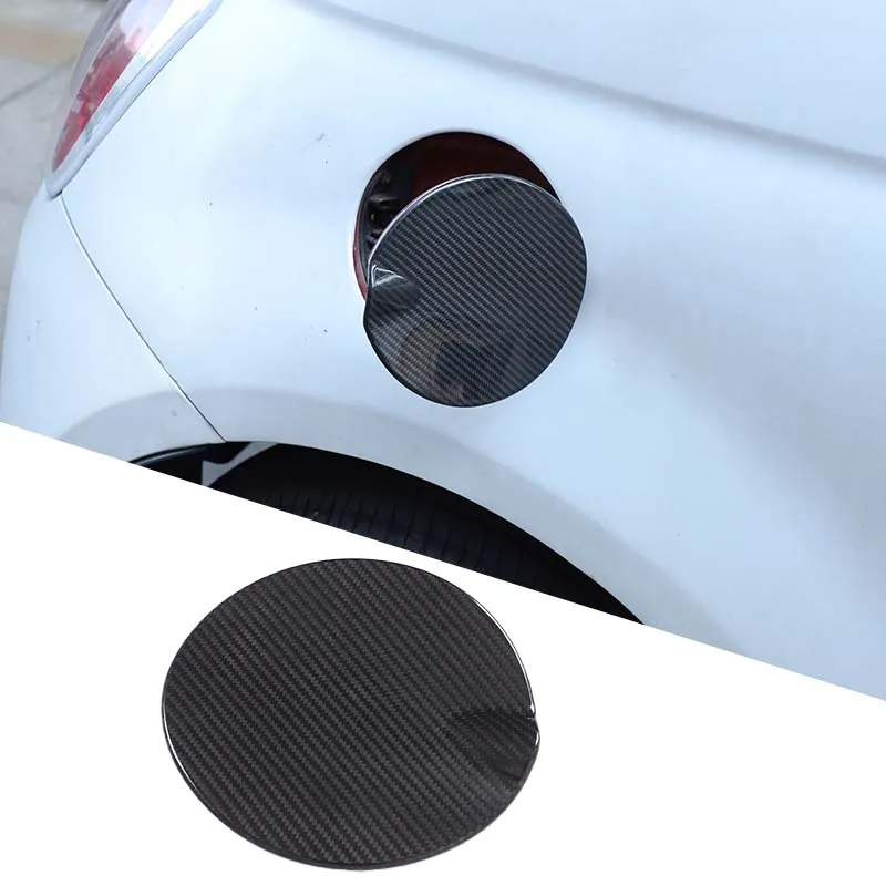 

1piece set Real Carbon Fiber For Fiat 500 2007-2015 Car Fuel Tank Cap Decoration Sticker Car Exterior Protection Accessories