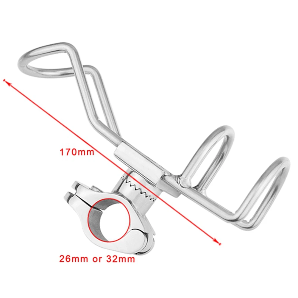 

ABHT-2PCS Stainless Steel 316 Fishing Rod Rack Holder Pole Bracket Support Clamp On Rail Mount 26Mm Boat Accessories