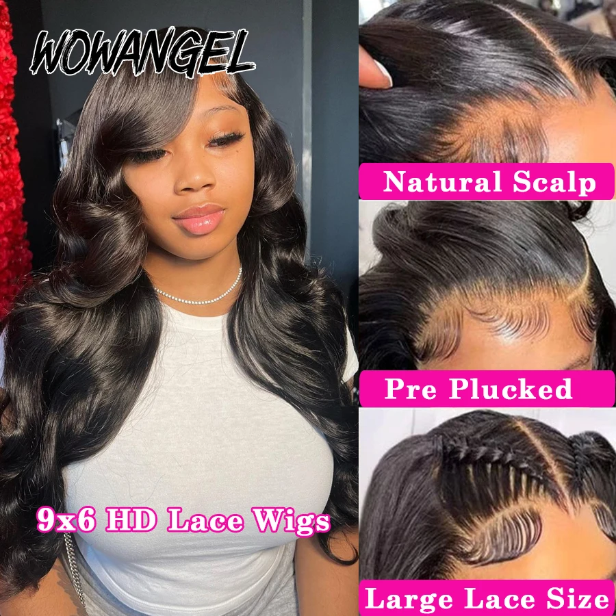 250% Ultra Fitted 9x6 HD Lace Closure Glueless Wigs Pre Cut Lace Ready To Go Human Hair Wigs Body Wave Melt Skins For Women Wig