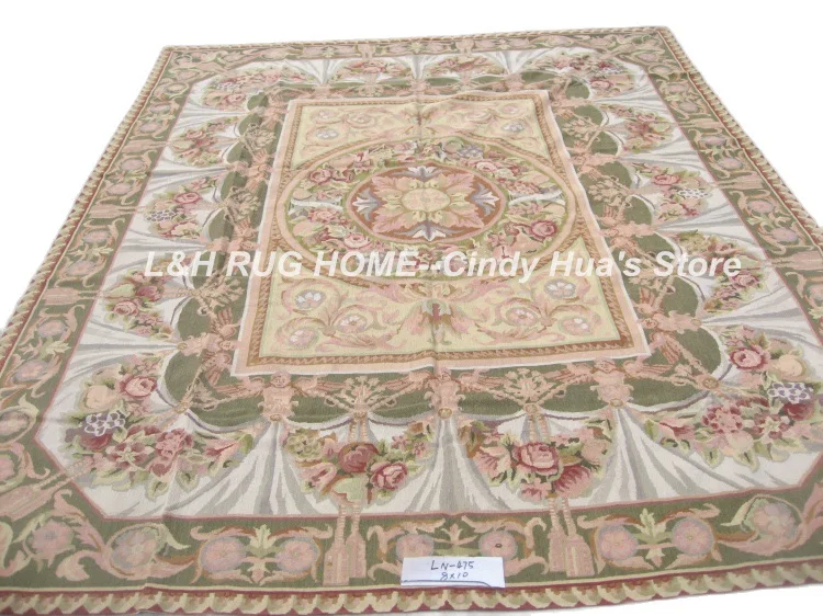 

Free shipping 8'X10' needlepoint woolen carpets,hand stitched carpets for living room 100% New Zealand wool rugs floral design