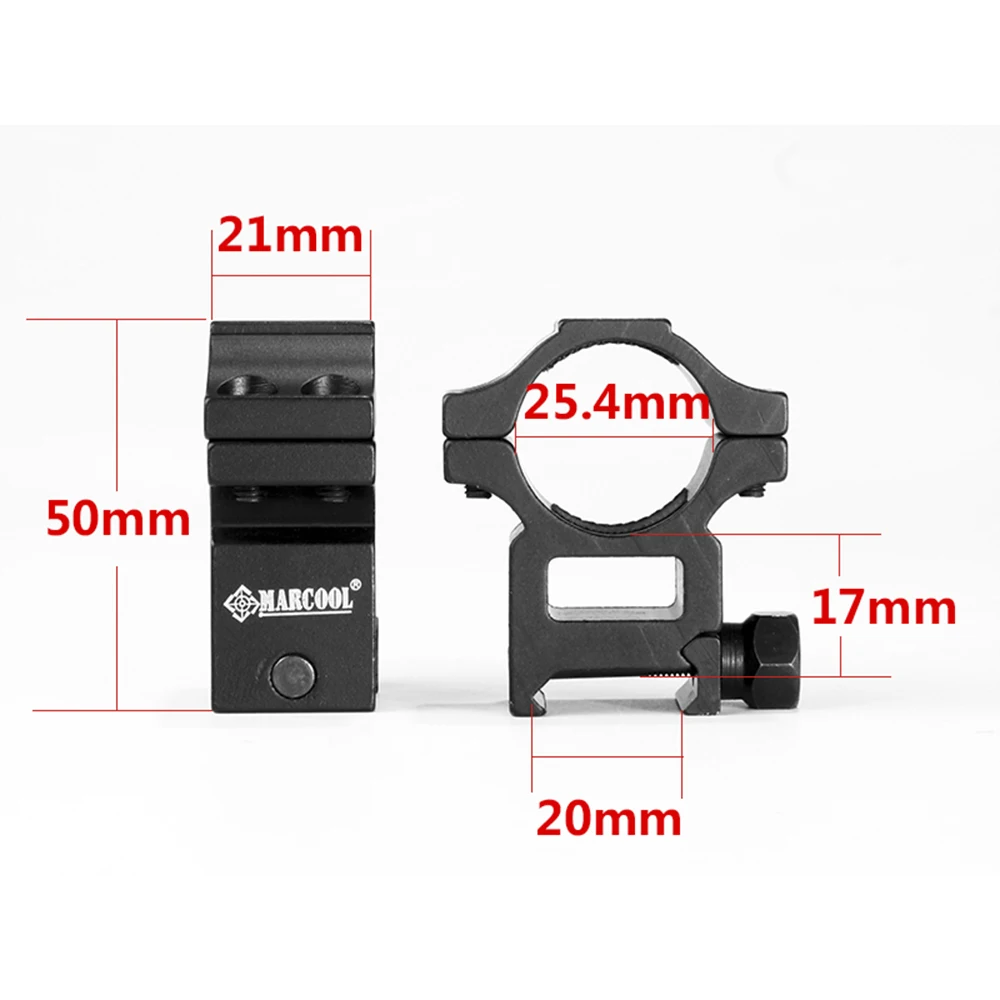 Marcool 2PCS Hunting Rifle Scope Mount Ring for Dia 25.4mm Tube Scopes 11mm 20mm Dovetail Picatinny Flashlight Mount