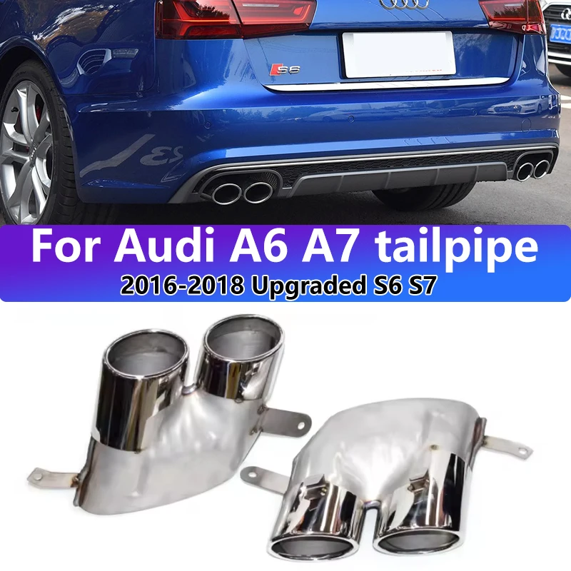 For 2016 to 2018 Audi A6 A7 Exhaust Tailpipe Tailpipe Conversion S6 S7 4 Outlet Sport Stainless Steel Black Tailpipe Silencer