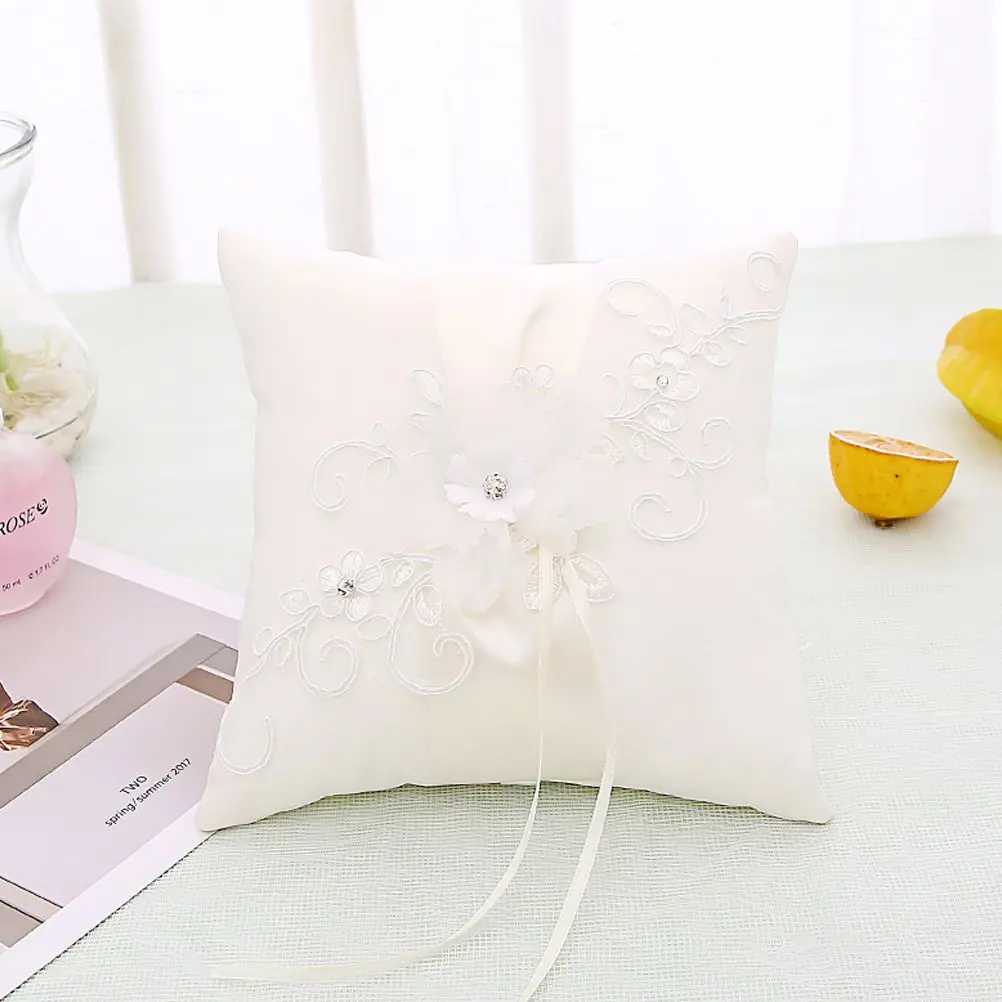 

20 X20cm Ring Pillow for Bearer Flower with Ribbons Wedding Ceremony Engagement