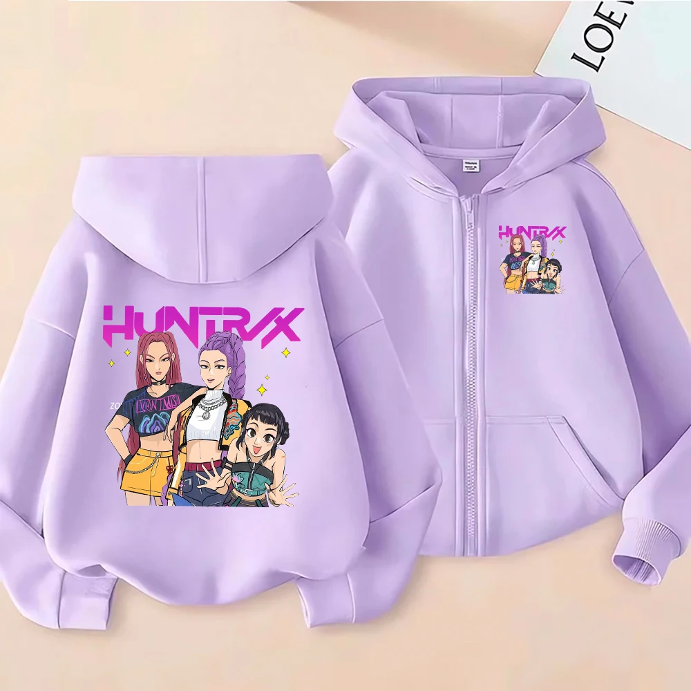 

HUNTRX Girls Graphic Zip Up Hoodie Women's Casual Long Sleeve Streetwear Sweatshirt