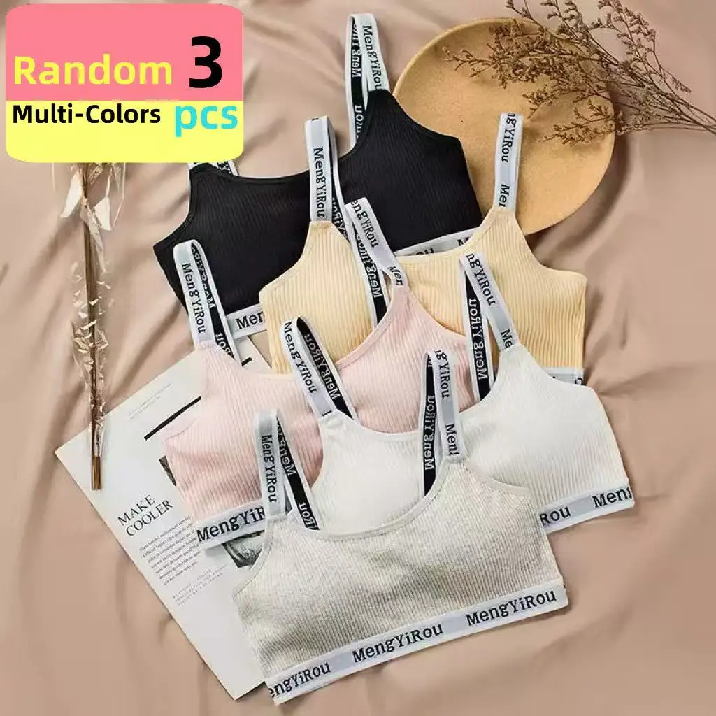 3PC Random colors 8-16 Years Kids Bras Young Girls Underwear Teenage Training Bras  Kids Brassiere Tube Tops Girl's Sport Bras