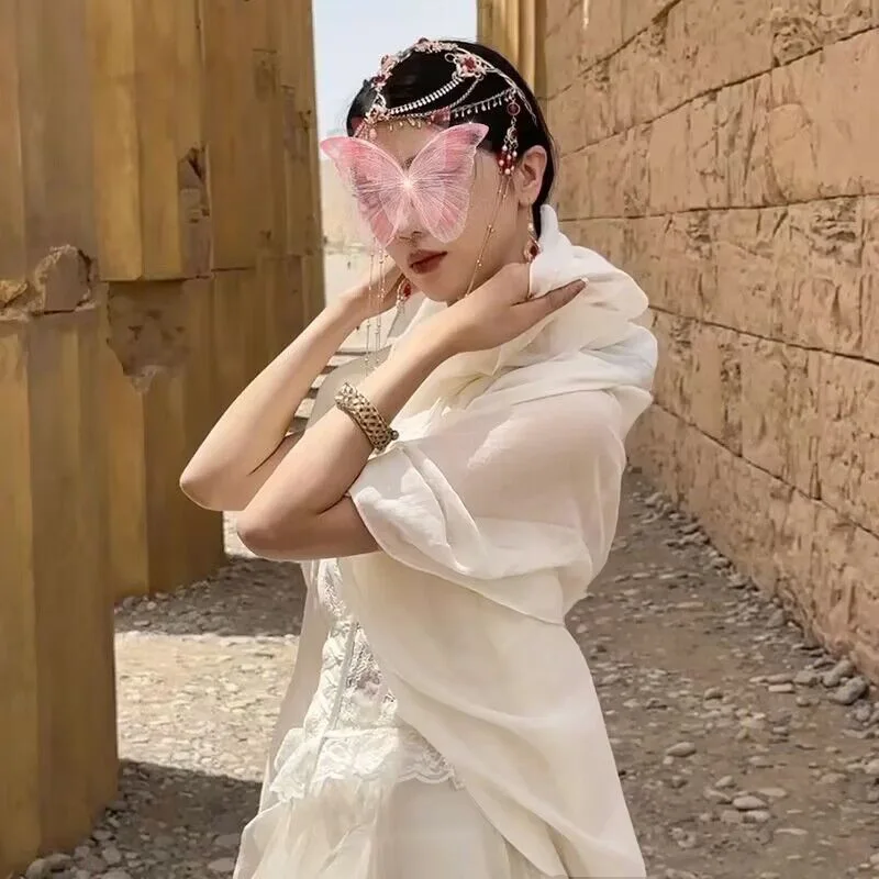 

Льняной легкий прозрачный шарф с защитой от ультрафиолета, пляжная шаль для путешествий в пустыне, шаль для женщин, многофункциональная ​