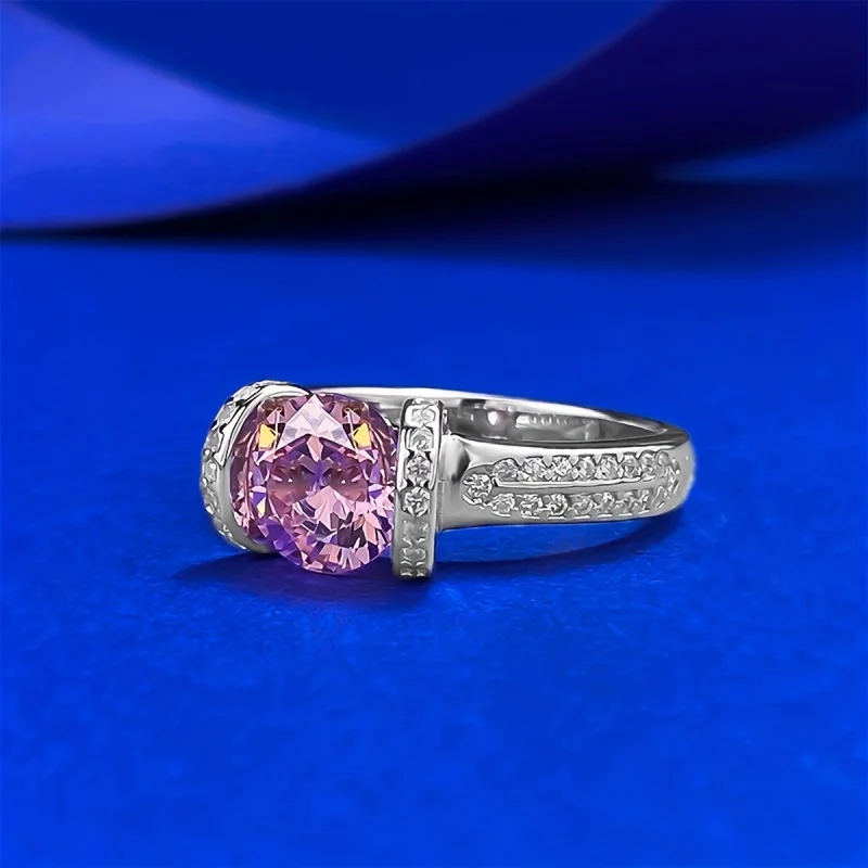 

Кольцо SGARIT с розовым топазом, стерлинговое серебро 925 пробы, женское обручальное кольцо с драгоценными камнями и бриллиантами, свадебные украшения для помолвки