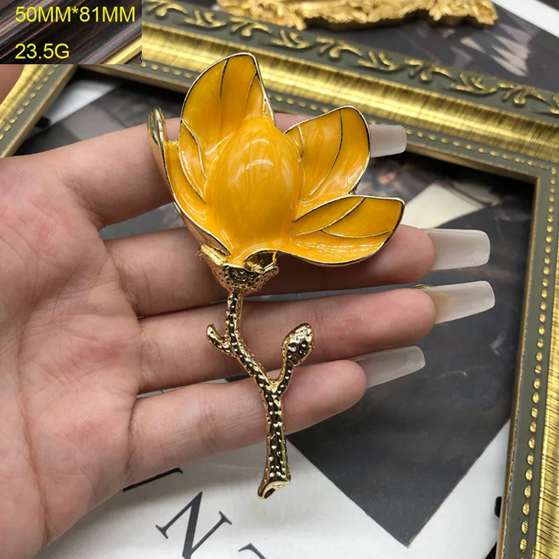 Medieval Halo Dyed Drop Glazed Tulip Flower Brooch Retro Palace Simple/Elegant 3D Emblem Men's Snd Women's Clothing Accessories