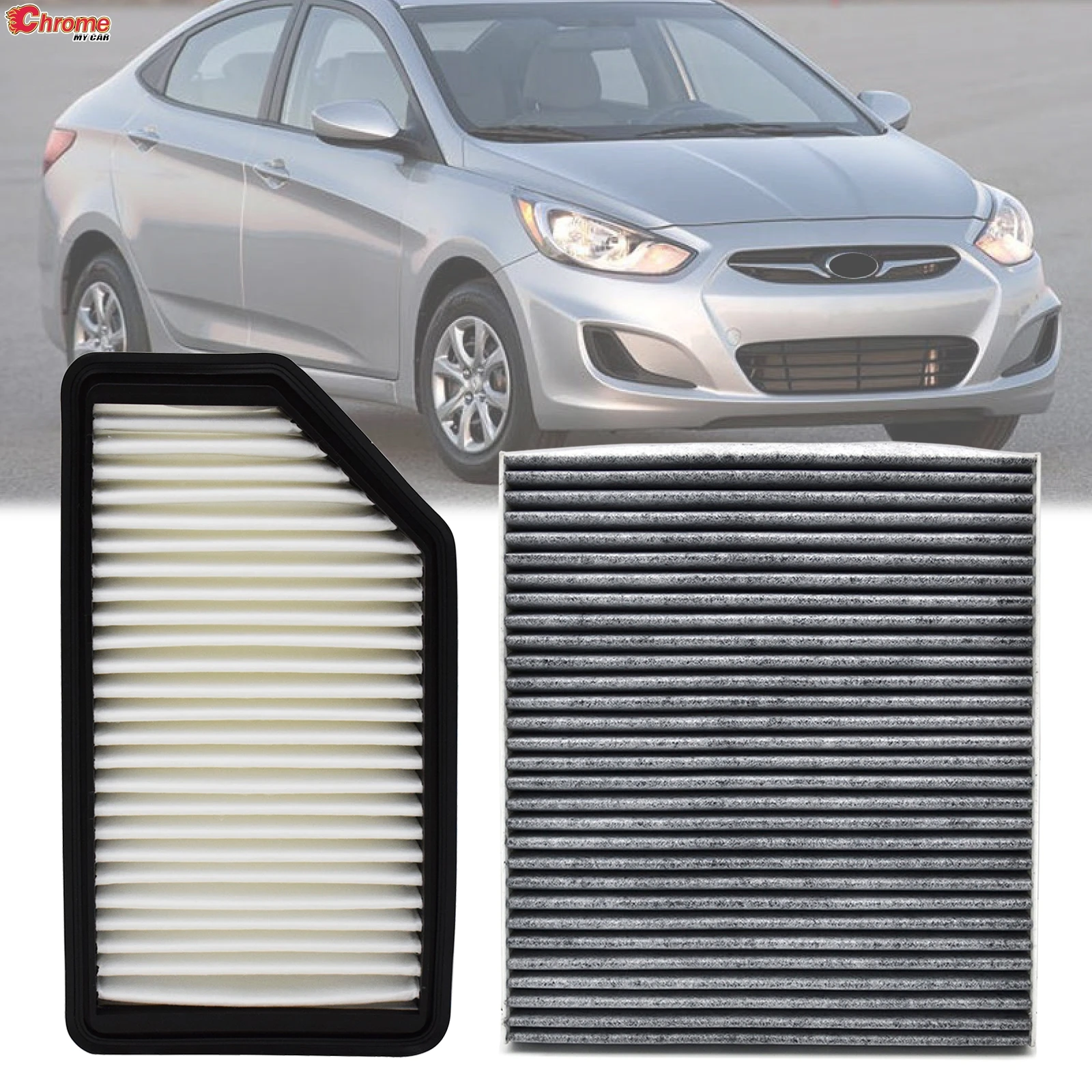 Car Engine & Cabin Pollen Air Filter Set For Hyundai Accent RB Veloster FS Kia Rio UB 2012 2013 2014 2015 2016 2017 97133-2E200