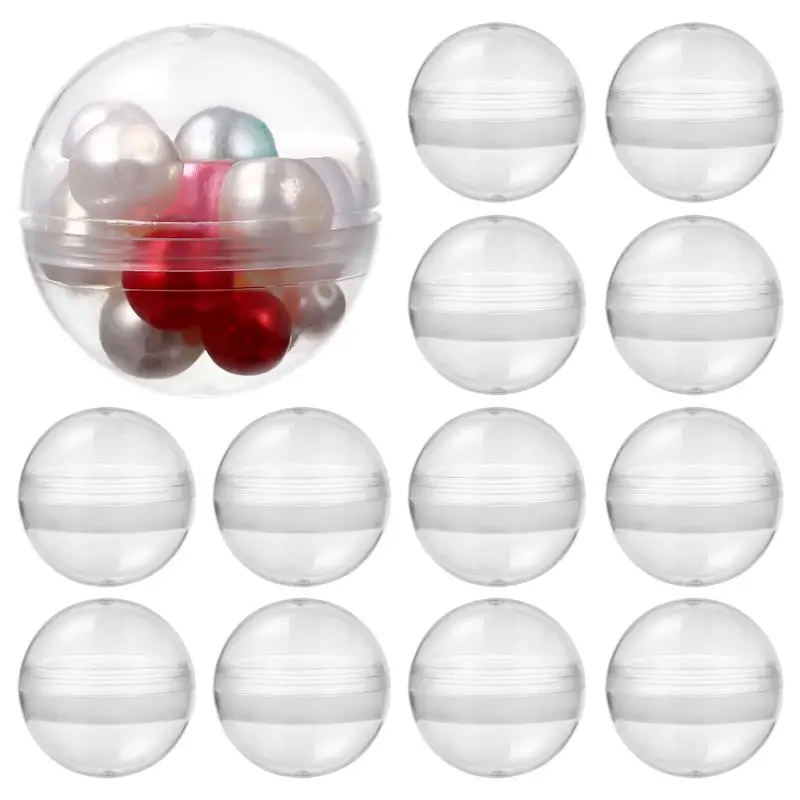 

50pcs Round Shell Lottery Balls Empty Clear Gumball Container Plastic Wrapping Fillable Ornament Party Grab Balls