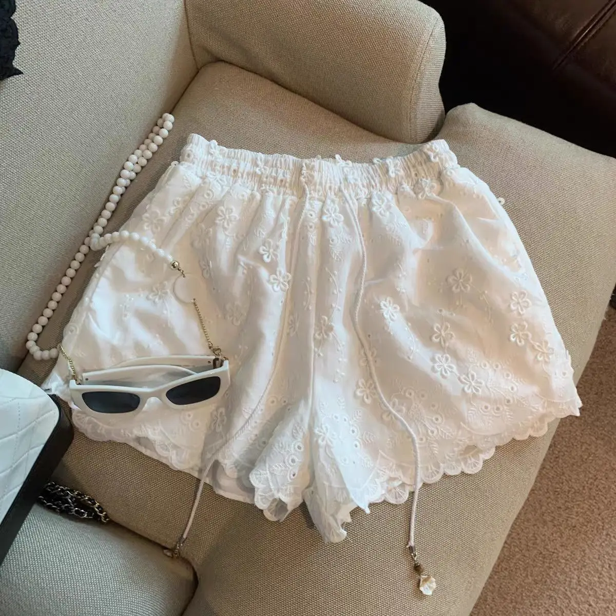 Girls' High Waist Shorts 2026 Summer Sweet Design Anti Expose Secure Fit Loose Athletic Pants Versatile Casual Sportswear