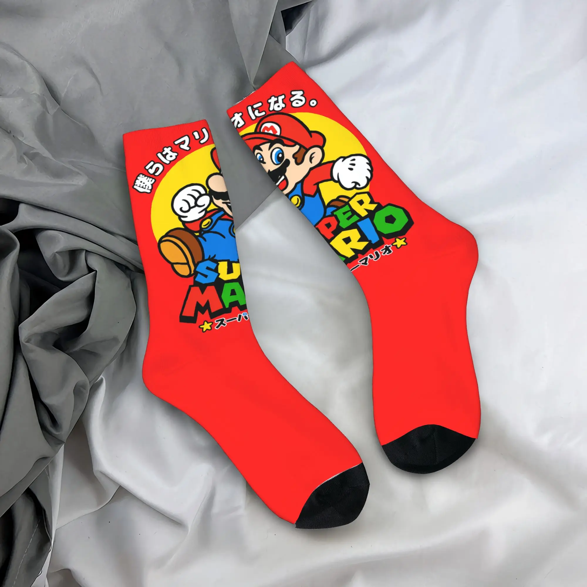 جوارب ماريوس جيم، جوارب جرافيك غير قابلة للانزلاق، جوارب رجالية دافئة وناعمة للربيع، جوارب تزلج حديثة