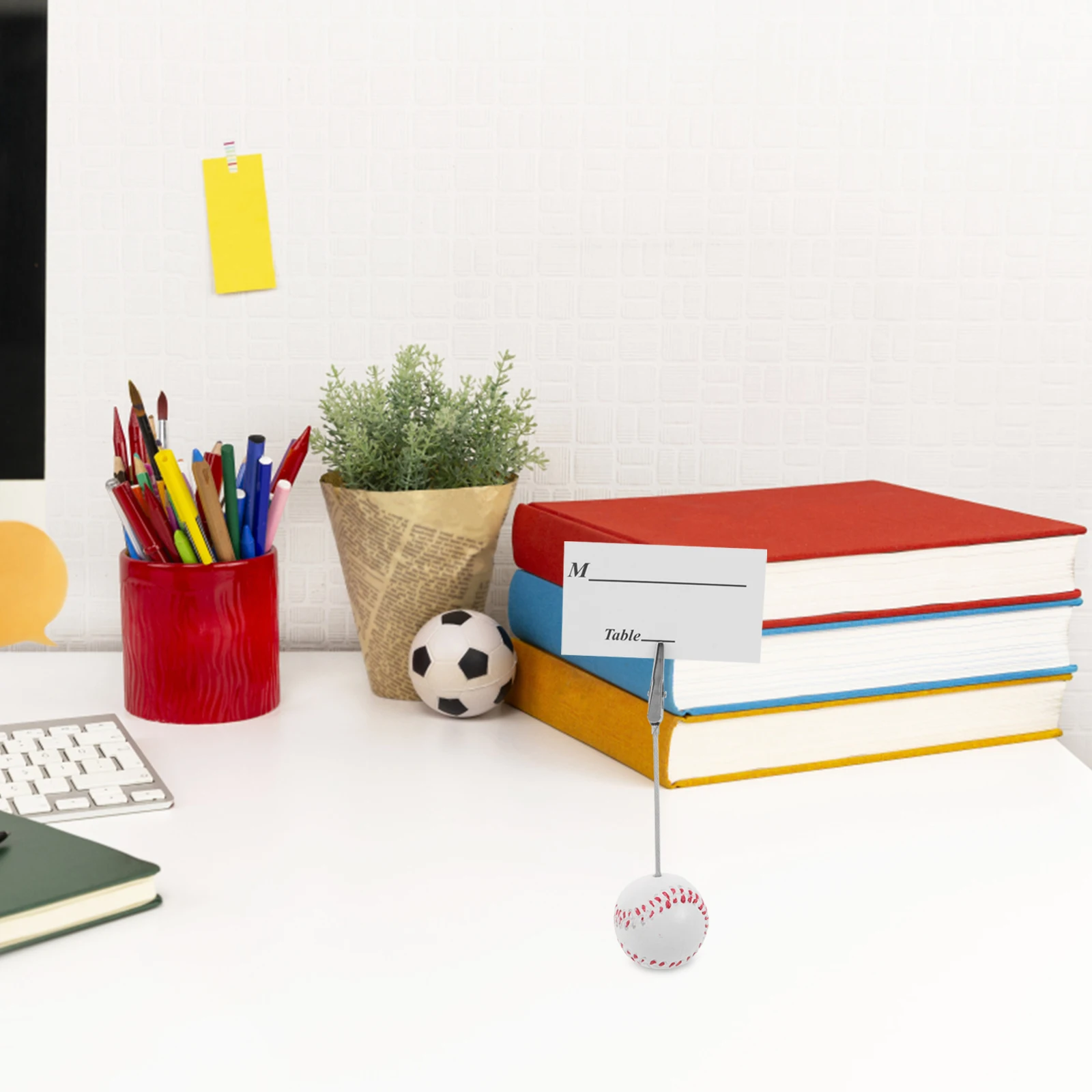 

10 Pcs Baseball Seat Business Card Holder Table Cards Placement Clips Display White Name Holders Sports