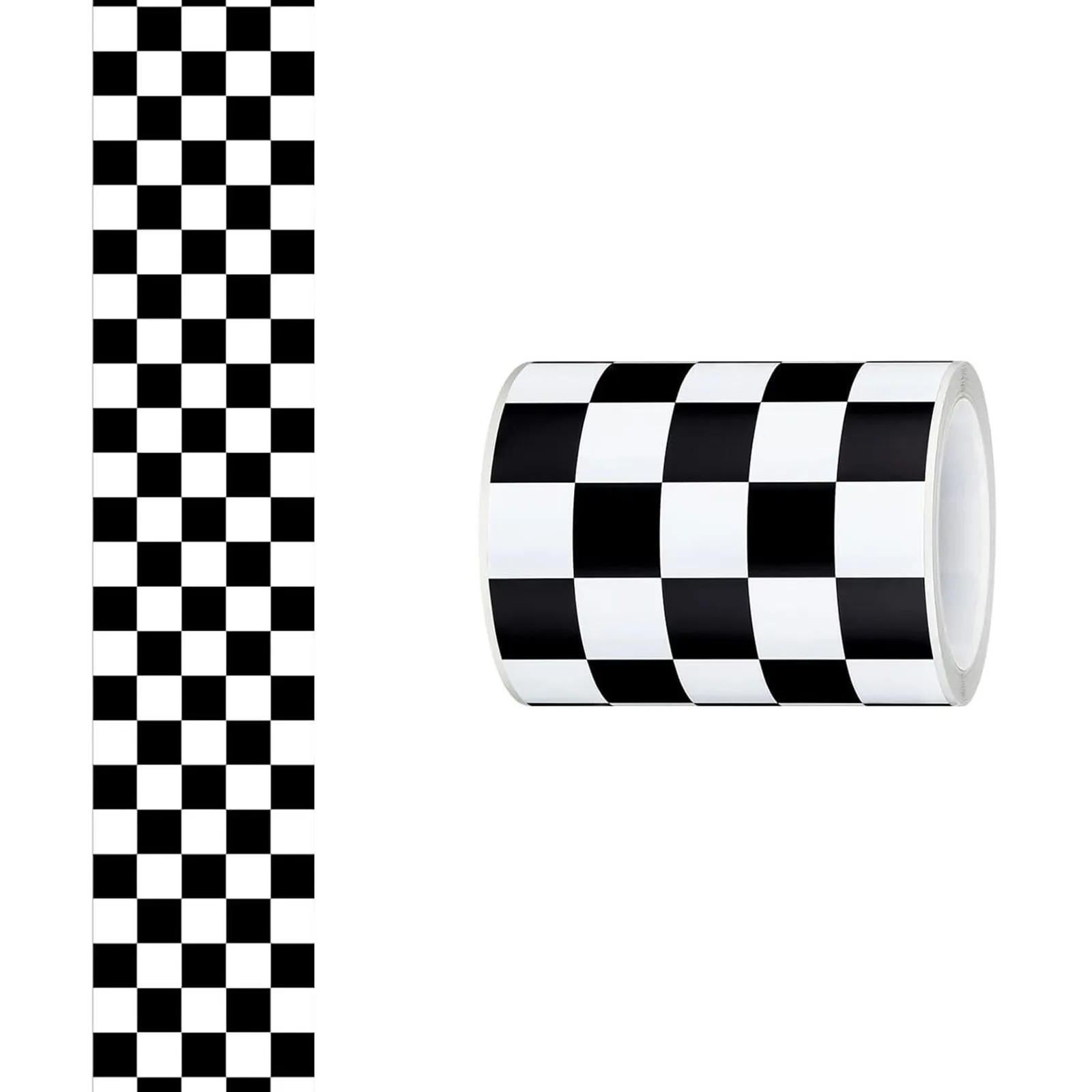 Black White Checkered Bulletin Board Border 1 Roll Peel and Stick Resilient Waterproof Classroom Decor Stickers for Display