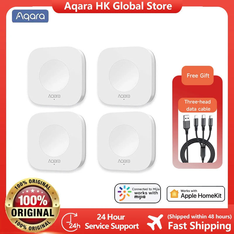 Aqara Mini Wireless Switch Zigbee Connection Versatile 3-way Control Button For Smart Home Devices Compatible With Apple HomeKit