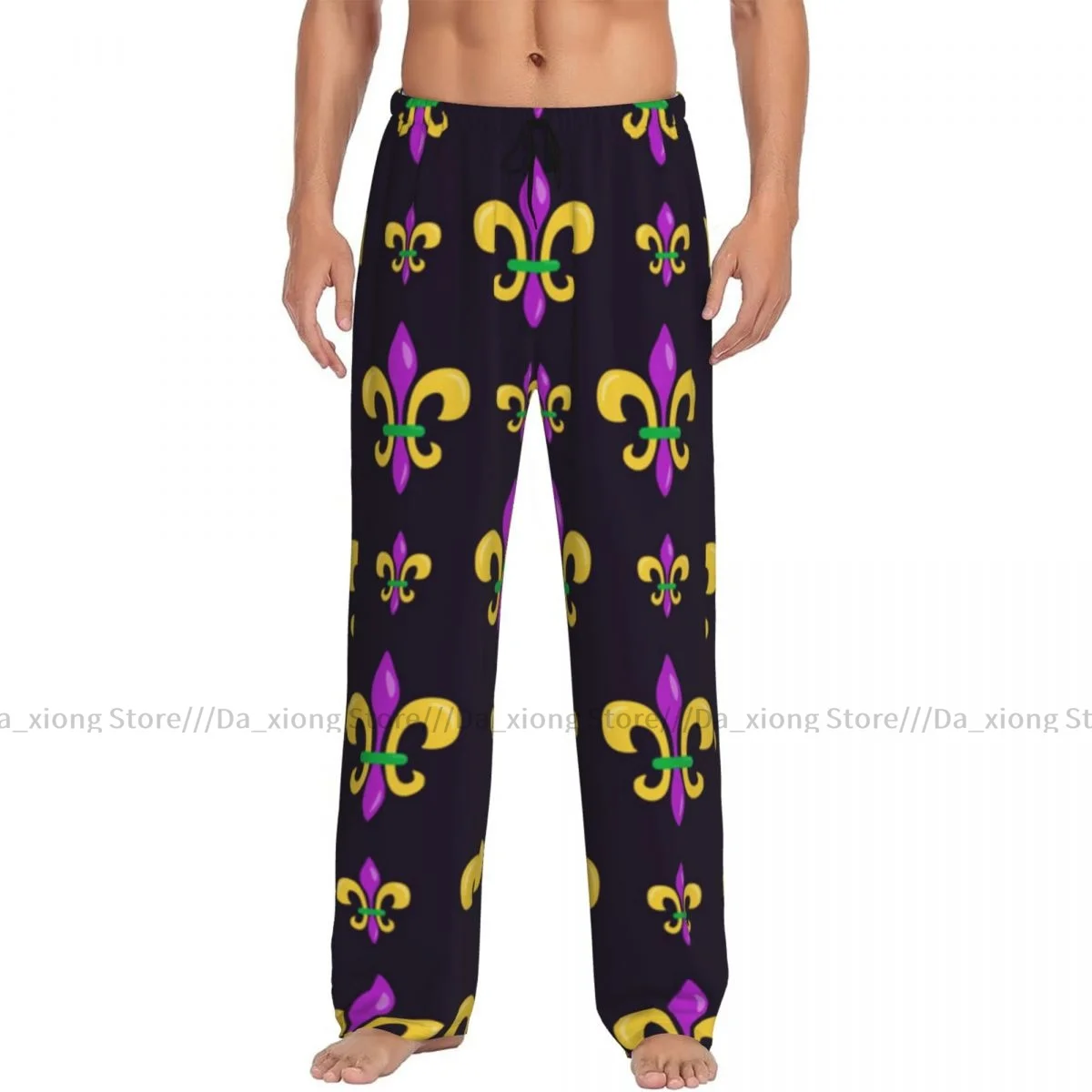 Men Sleep Bottoms Male Lounge Trousers Men's Fleur De Lis Mardi Gras Background Pajama Pants