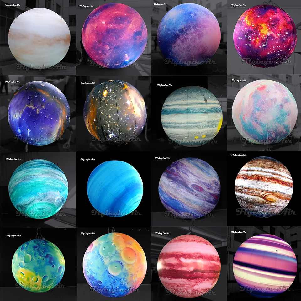 

1m-6m Personalized Artistic Giant Illuminated Sphere Inflatable Planet Ball Party Balloon With LED Light for Hanging or Ground