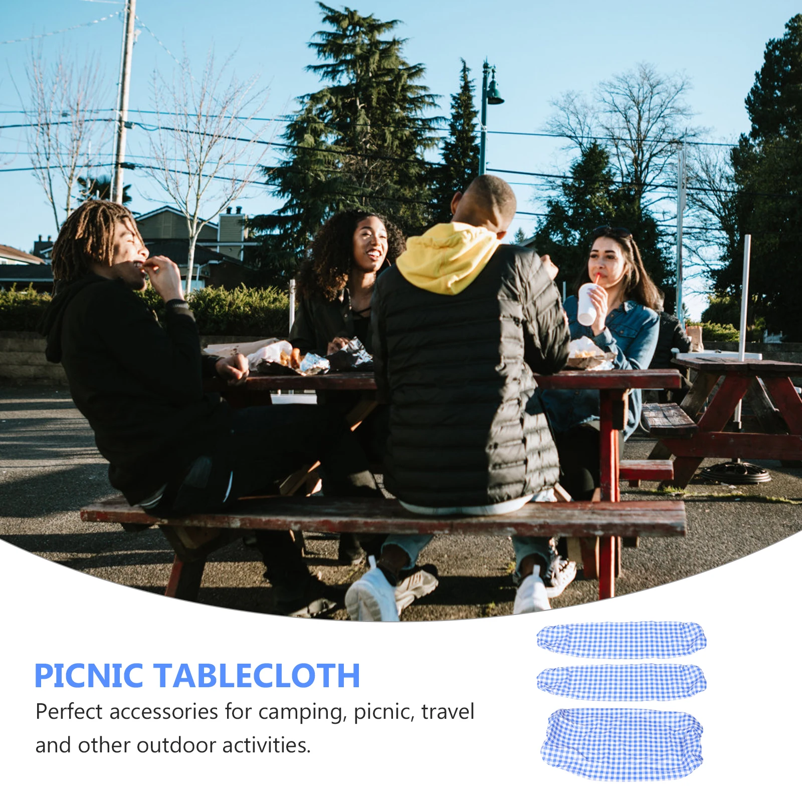 

Elastic Waterproof Table Cover Picnic Bench Covers Checkered Flannel PVC Camping Accessories Reusable Fits Most