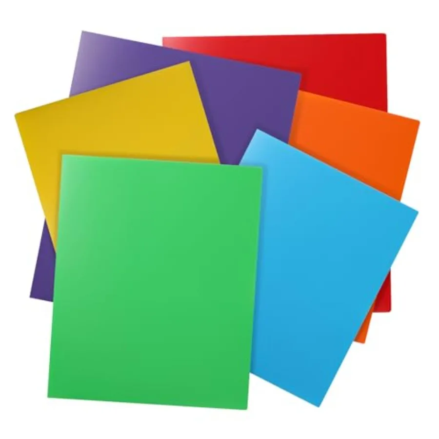 

Plastic Folders with Pockets 6 Pack, Assorted Colors,Durable Heavy Duty File Folders with Business Card Slot, 2-Pocket Folder f