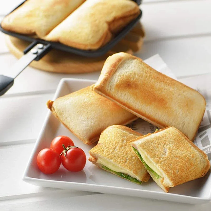 Non-Stick Sandwich Maker Iron Bread Toast Breakfast Machine Sandwich Maker Pancake Baking Barbecue Oven Mold Grill Frying Pan