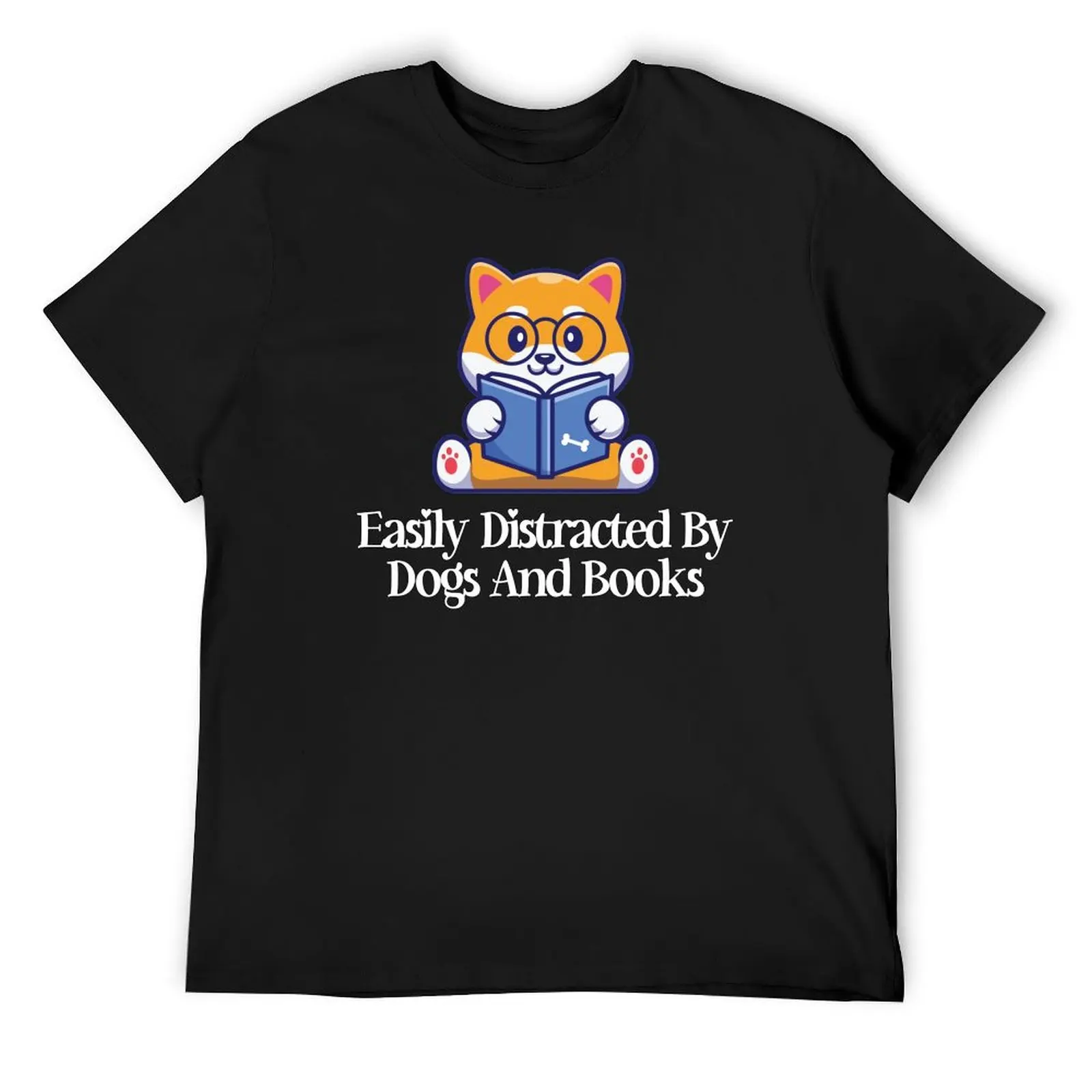 

Easily Distracted By Dogs And Books, Cute Dog Gift For Dogs & Books Lovers. T-Shirt designer shirts Blouse shirts men