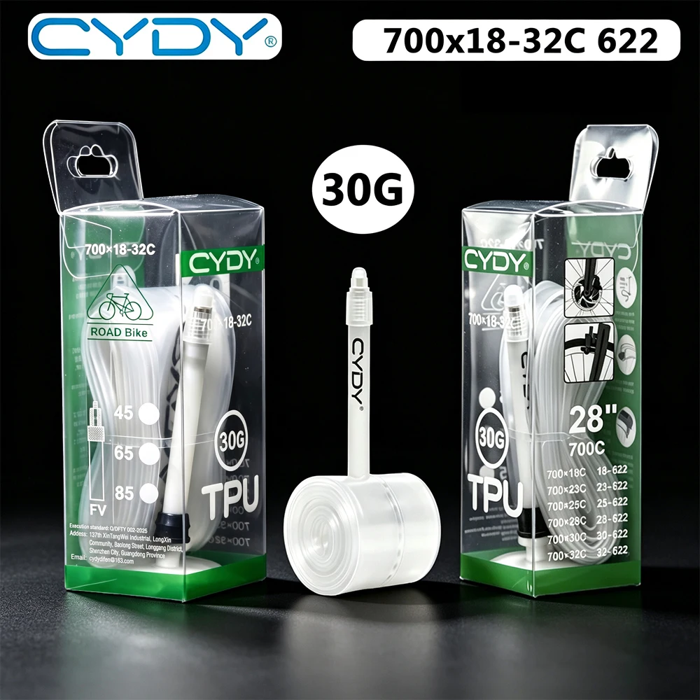CYDY Rennrad TPU-Schlauch 700x18 23 25 26 27 28 30 32C Fahrradreifen 30G Kamera-Reifen 700C Nachtleuchtendes Ventil