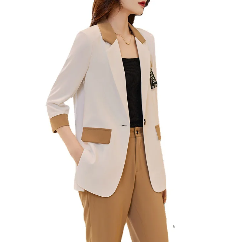 2023Summer Mid-Sleeve Professional Women's Business Elegant Small Blazer Formal Slim Fit Fashion Suit