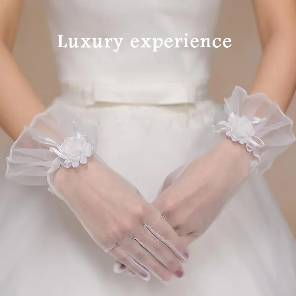 Lace Wrist Cuffs Gloves Hand Flower Sleeve Sexy Lace Elastic Bracelet for Halloween Wedding