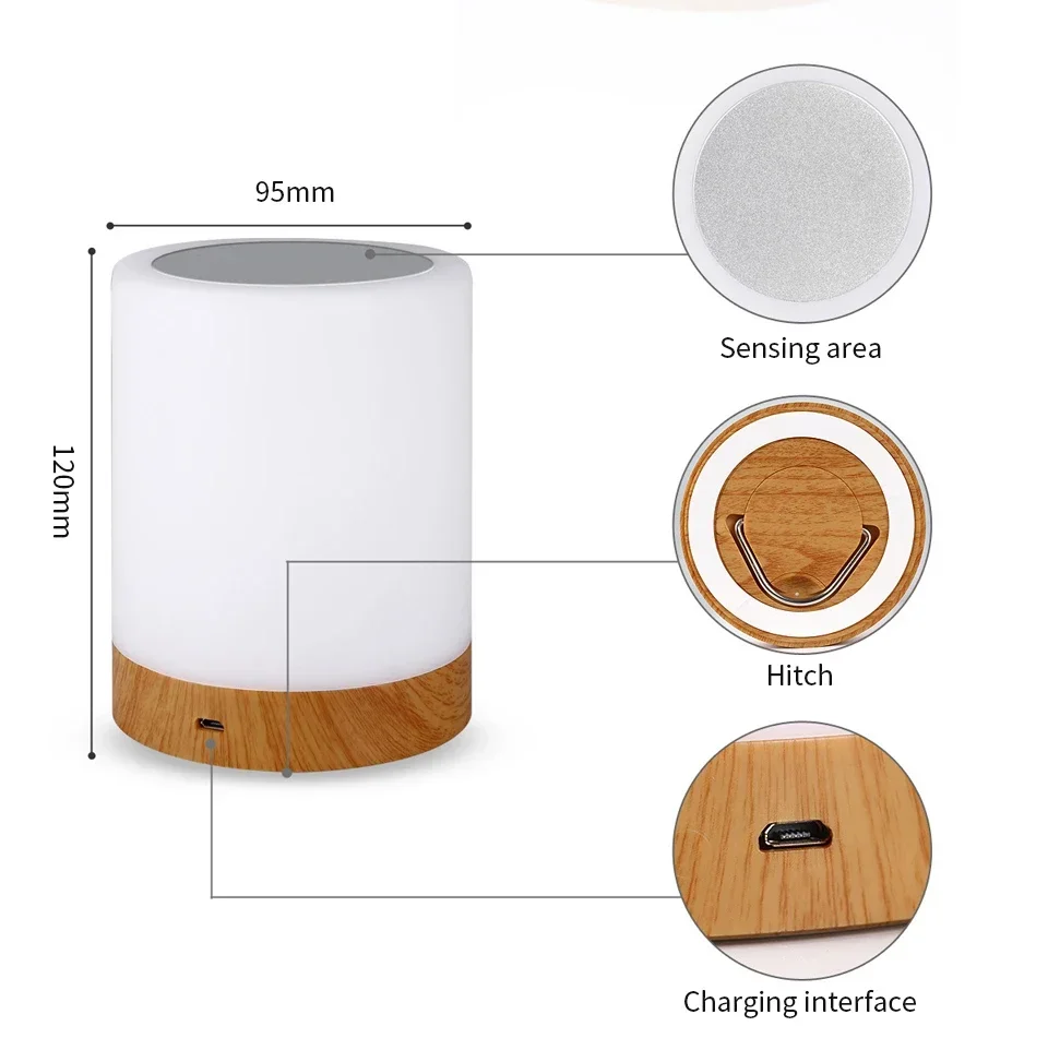 13 Color LED Changing Night Light With Remote Control RGB Touch Dimmable Lamp USB Rechargeable Table Bedside Night Lamp