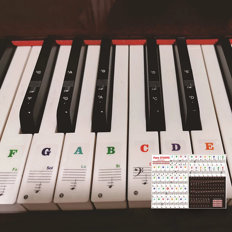 1PC Piano Keyboard Stickers For 37 49 54 61 88 White And Black Keys Music Electronic Piano Keyboard Note Stickers