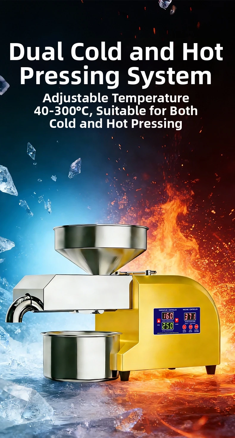 Z7 1200W Kommerzielle Ölpresse aus Edelstahl 304 - Automatisch für Erdnüsse/Sesam/Raps, Hocheffizient für den Haushalt – Detail 7