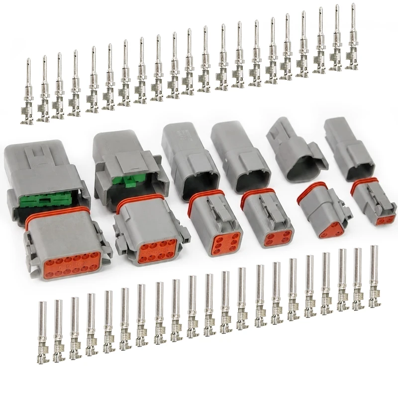 1Set DT06 DT04 Style Waterproof Automotive Connector Kit 2 3 4 6 8 12 Pin Male Female Plug Socket Wire Crimp Terminals 22-16AWG