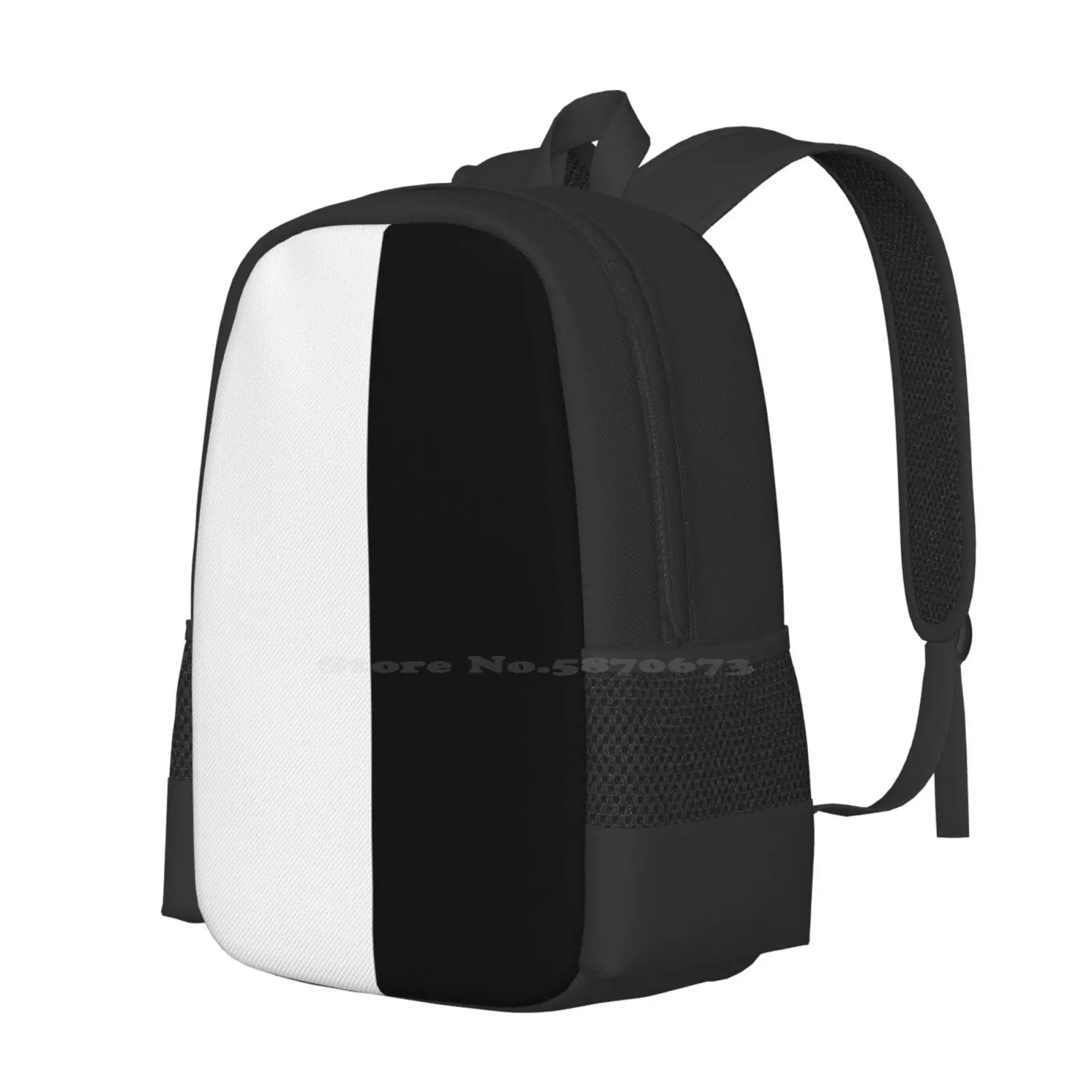 Backpack - Half White And Black Pattern Design Bagpack School Bags Semi Dual Tone Monochrome Two Style Stylish Backpack Colors