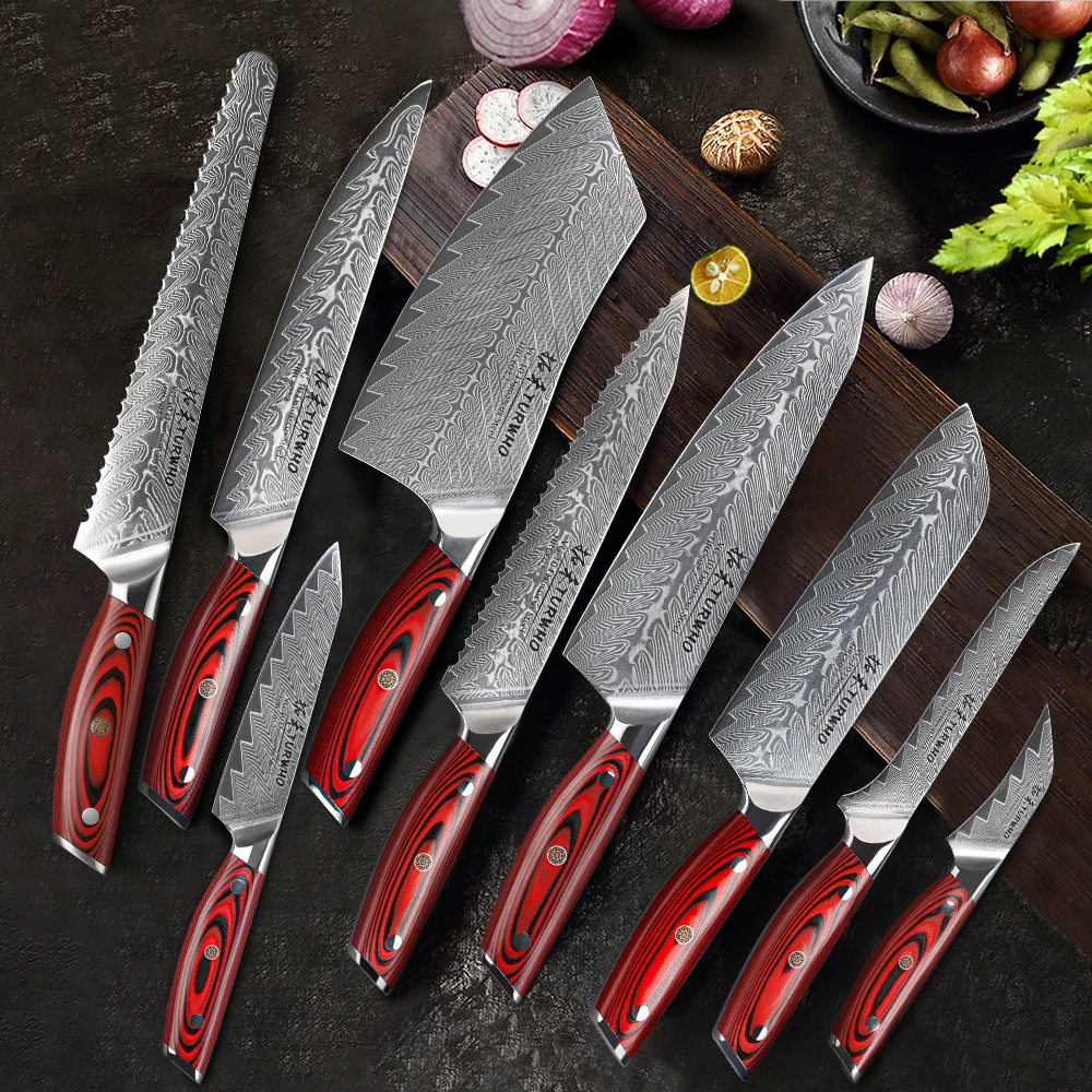 TURWHO 67 Layer Damascus Steel Professional Chef Knife Japanese Santoku Boning Bread Fruit Paring Utility Knife Kitchen Knives
