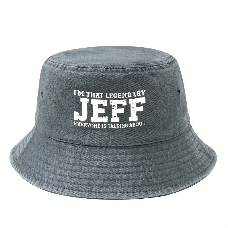 قبعة صياد السمك بنمط طباعة JEFF الأسطوري من I'm Than، قبعة صيد كلاسيكية كلاسيكية للجنسين، للسفر والتخييم في الهواء الطلق