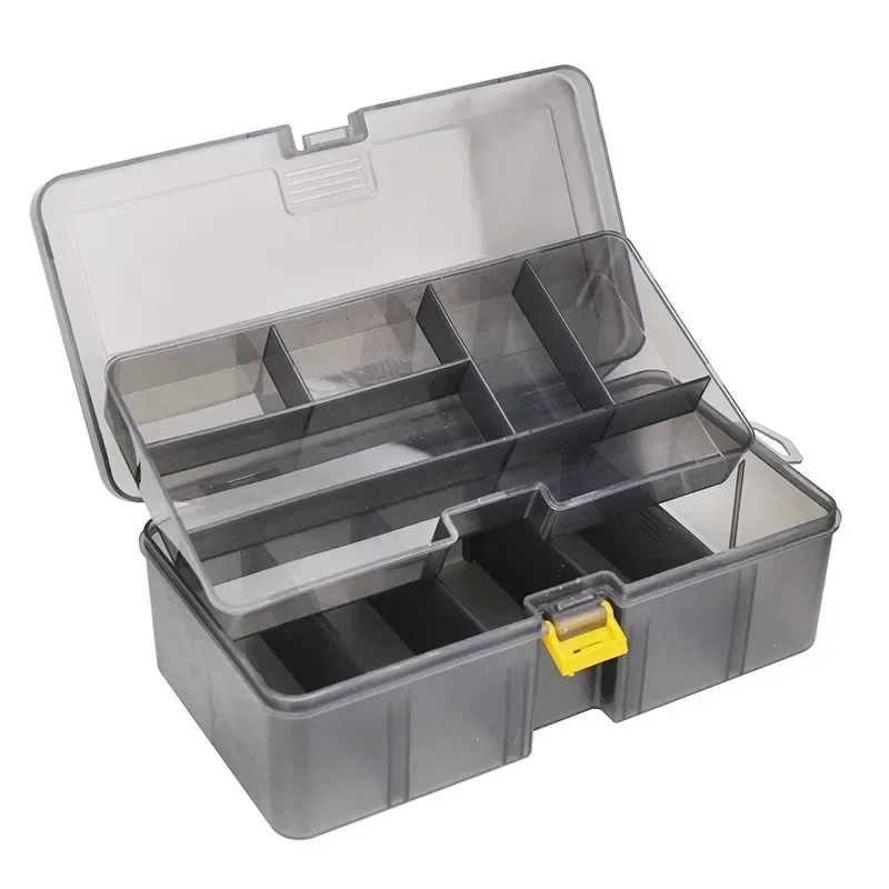 Luya Box Plastic Storage Box Detachable Transparent Gray Double Layer Luya Accessory Box Fish Bait Box