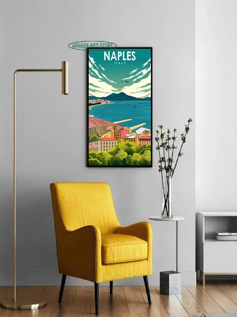 Naples Italian City Landscape Canvas Print  Italy Naples City View Wall Art Decor for Home Hotel Room Travel Poster