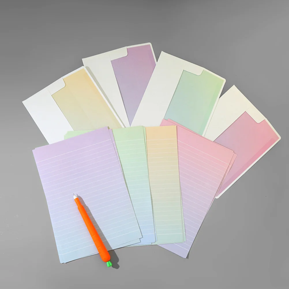 

4 set 4 Sets Gradient Stationery Paper Envelopes Set Wedding Birthday Festival Letter Writing Kit Portable Empty Envelopes For