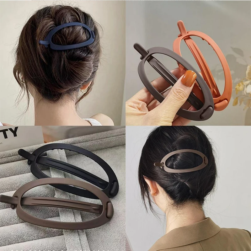 

4Pcs Fashion Large Oval Frosted Straight Clip Women Versatile Hair Clip Headwear Twist Clip Duckbill Clip Hair Accessory