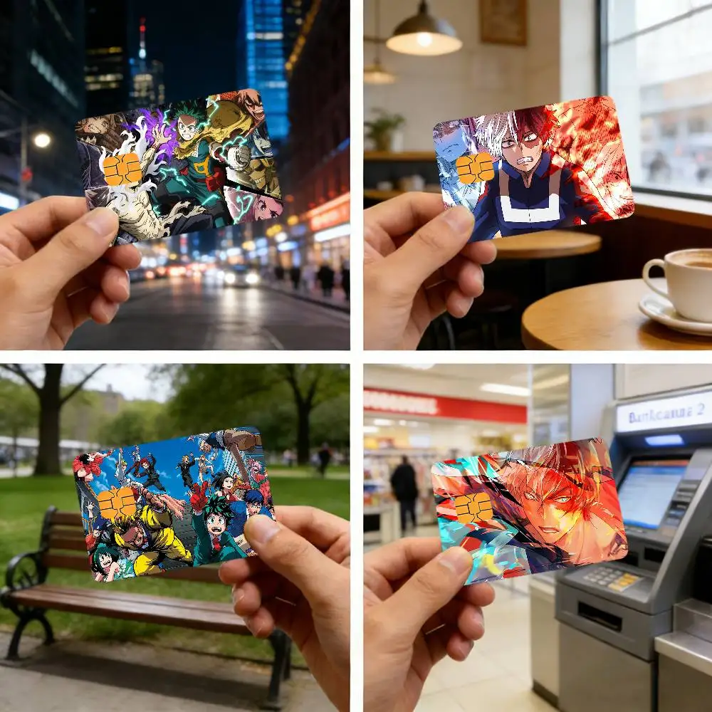 H-hero anime cute A-academia Waterproof skin protector stickers for bank cards credit cards debit cards public transport cards