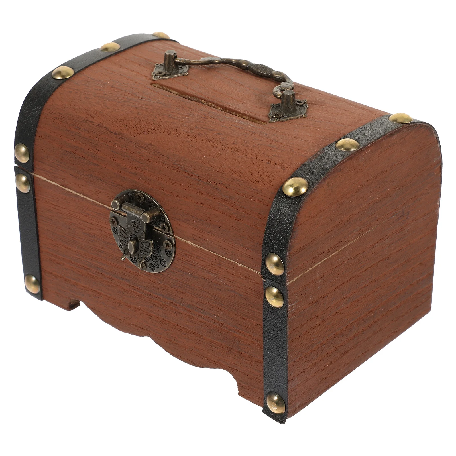 Drewniana skarbonka dla dzieci, duży rozmiar, pojemnik na pieniądze, dekoracja domu, retro drewniana skrzynia skarbów