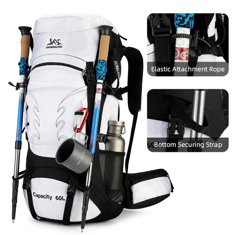 

Outdoor 60L Camping Wear Resistant Backpack Large Capacity Climbing Bag Water Reistant Mountaineering Hiking Trekking Sport Bags